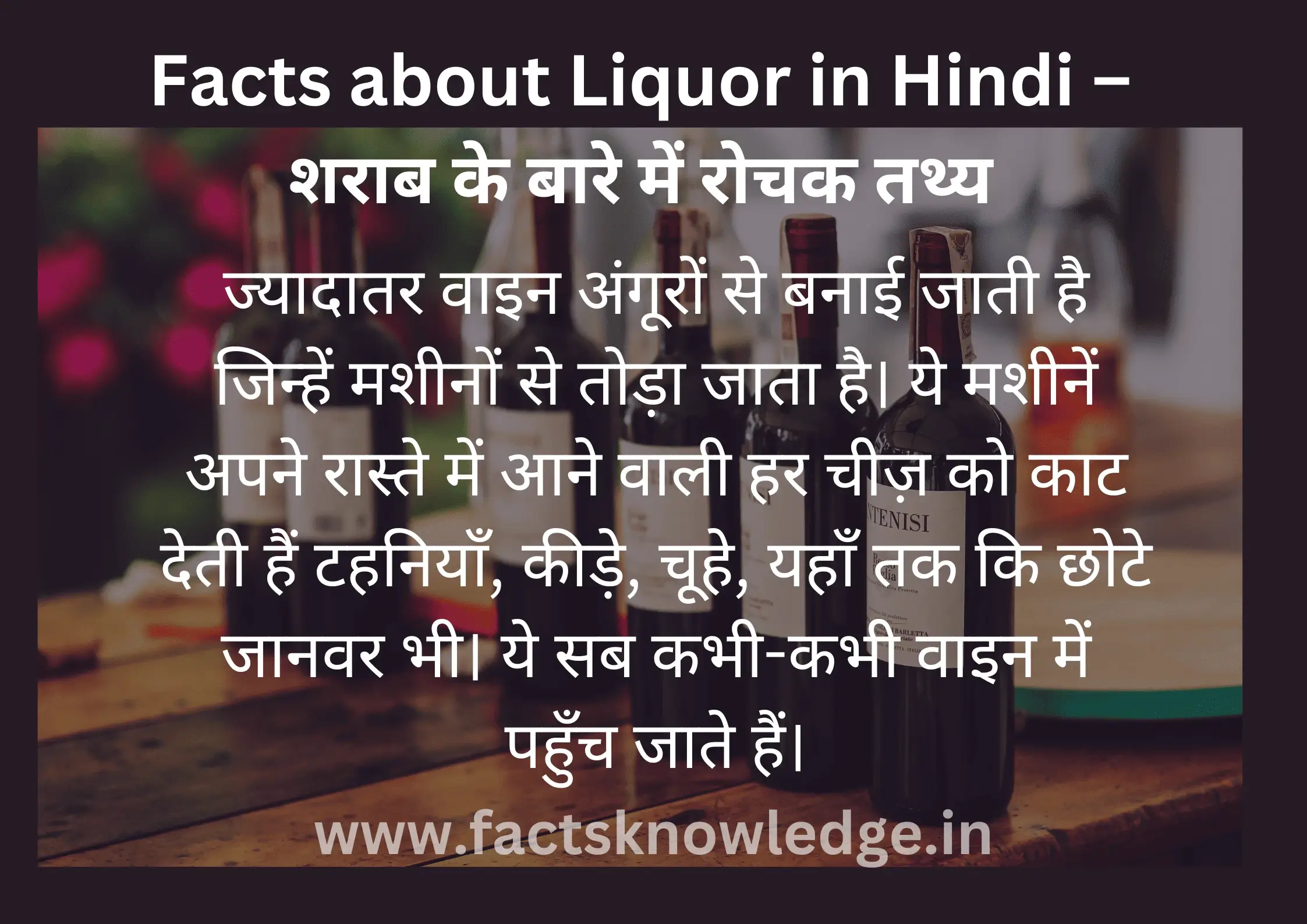 Facts about Liquor in Hindi – शराब के बारे में रोचक तथ्य